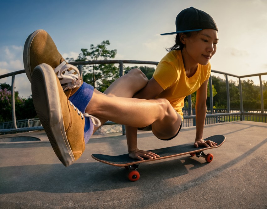 Young person skateboarding